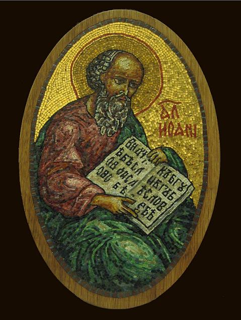 Апостол Иоанн клеймо для царских врат 29х18 смальта мозаика на воске 2008